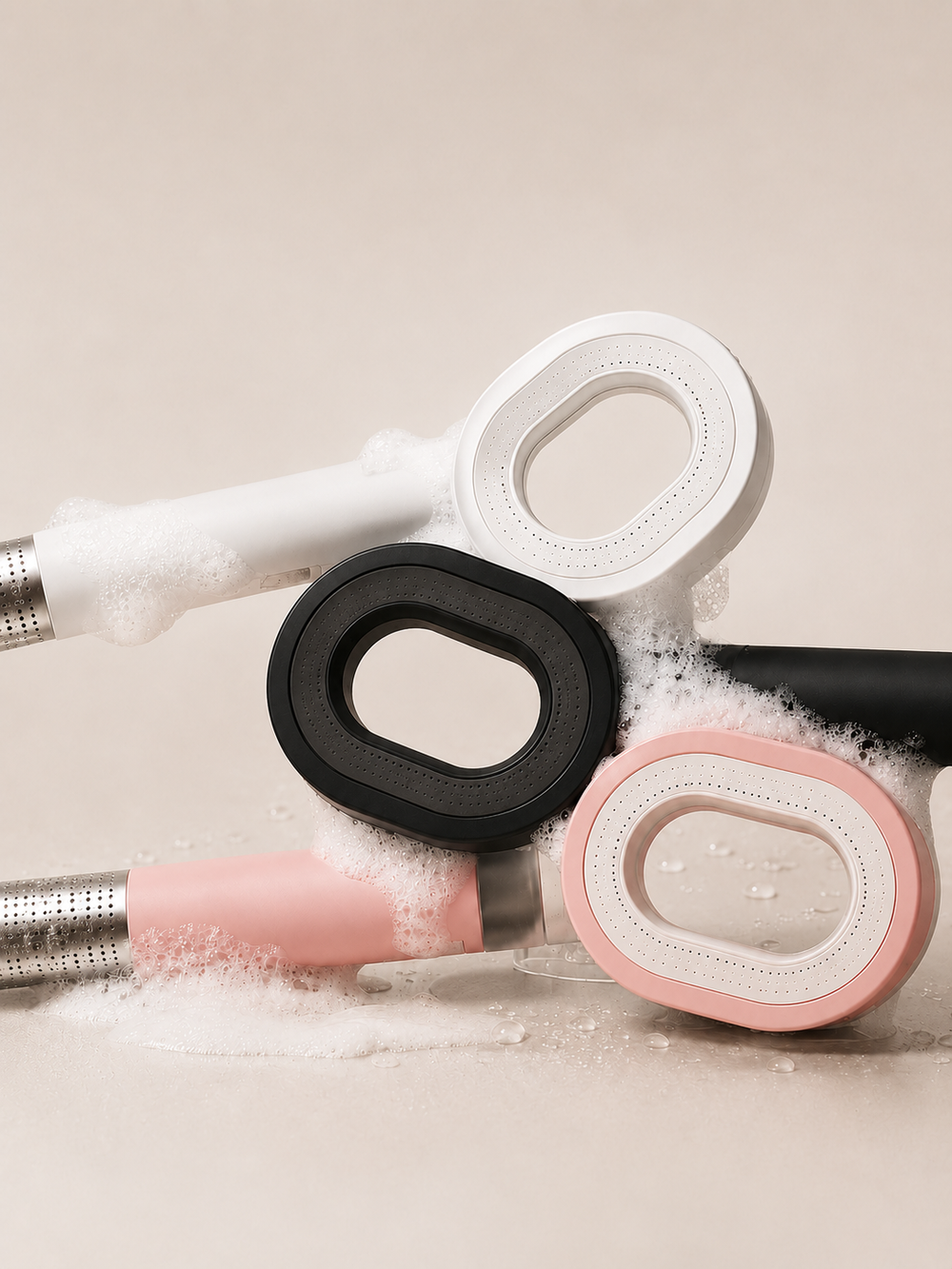 Pommeau de douche filtrant Ondia, coloris Noir, Rose et Blanc